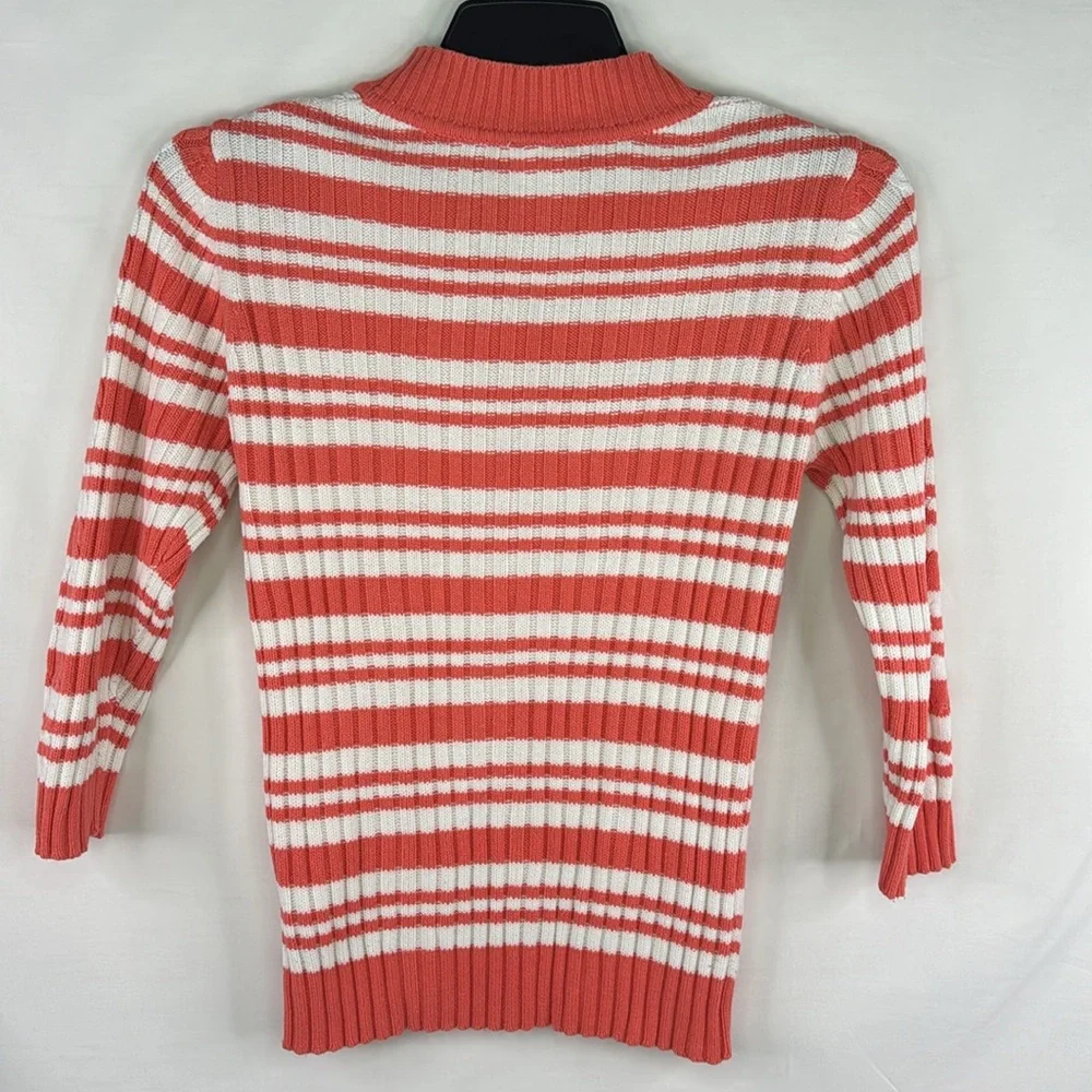 Women's Orange & White Sweater Size:L